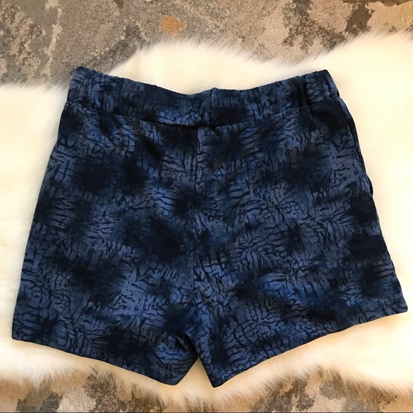 Ellen Tracy ⚜️ Navy Batik Design Cotton Polyester Drawstring Shorts - Picture 7 of 8